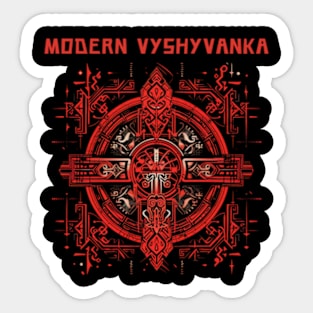 Ukrainian Modern Embroidery with Elements of Ancient Slavic Runes Sticker